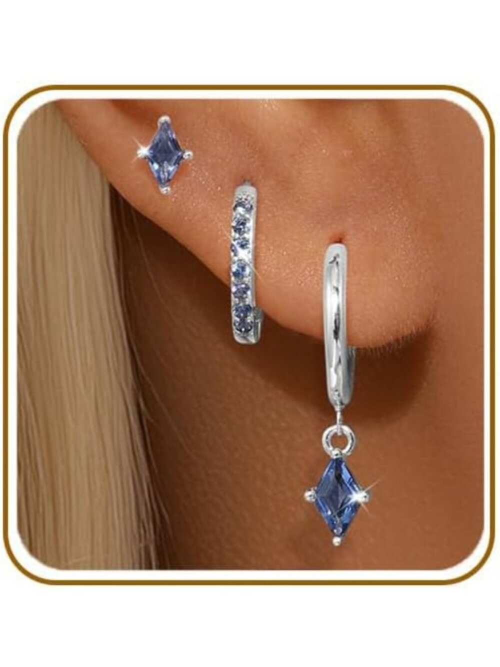 3 Pairs of 925 Sterling Silver CZ Earrings Set for Women - Stackable Jewelry